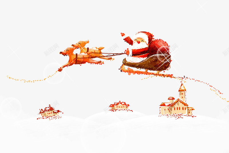 圣诞老人麋鹿png免抠素材_新图网 https://ixintu.com 圣诞老人 圣诞节 雪橇车 麋鹿