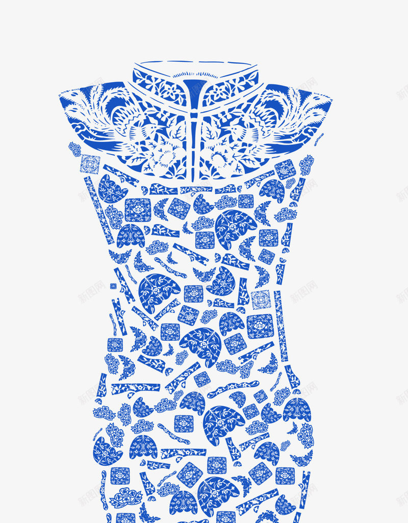 中国风蓝色服饰花纹png免抠素材_新图网 https://ixintu.com 国风 服饰 花纹 蓝色