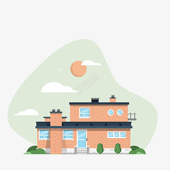 黄昏下两层砖墙建筑插画png免抠素材_新图网 https://ixintu.com 建筑 插画 砖墙 黄昏