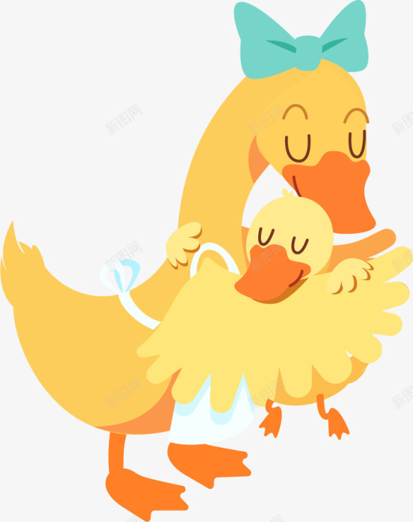 母亲节黄色小鸭妈妈png免抠素材_新图网 https://ixintu.com 享受 可爱鸭子 小鸭妈妈 母亲节 温馨 黄色鸭子