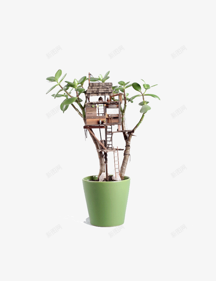 创意盆景树屋房子艺术png免抠素材_新图网 https://ixintu.com 创新 卡通 卡通树屋 房子 盆景 绿色 艺术 设计