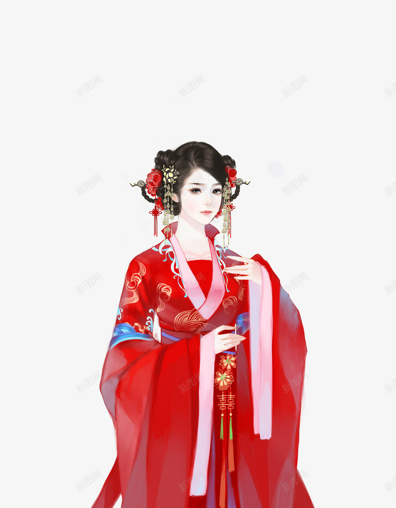 红色复古婚礼服饰png免抠素材_新图网 https://ixintu.com 复古 婚礼 服饰 红色