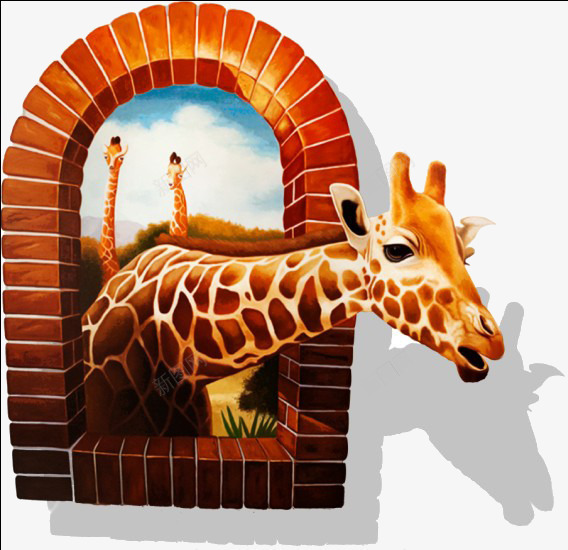 长颈鹿图png免抠素材_新图网 https://ixintu.com 投影 立体图 美景