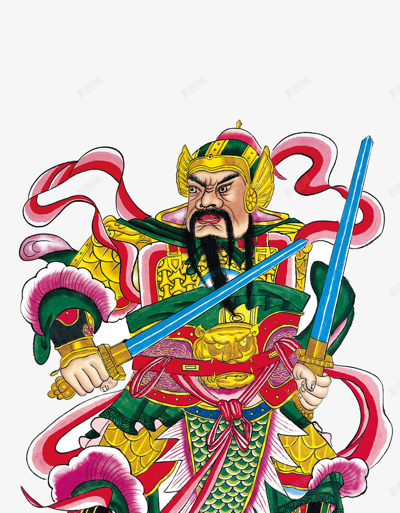 拿着宝剑的财神png免抠素材_新图网 https://ixintu.com 中国传统门神 古典人物 财神爷 门神