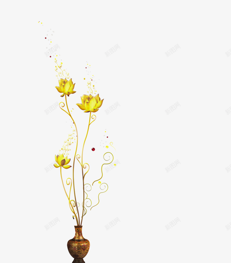 元宵节金色花朵png免抠素材_新图网 https://ixintu.com 元宵节 元宵节海报素材 花朵 金色