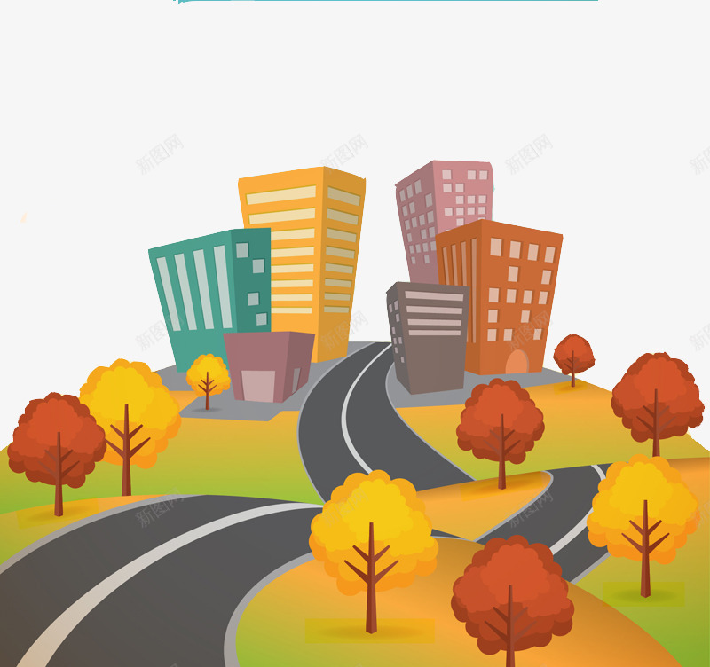 公路边的建筑风景矢量图ai免抠素材_新图网 https://ixintu.com 公路 建筑 风景 矢量图
