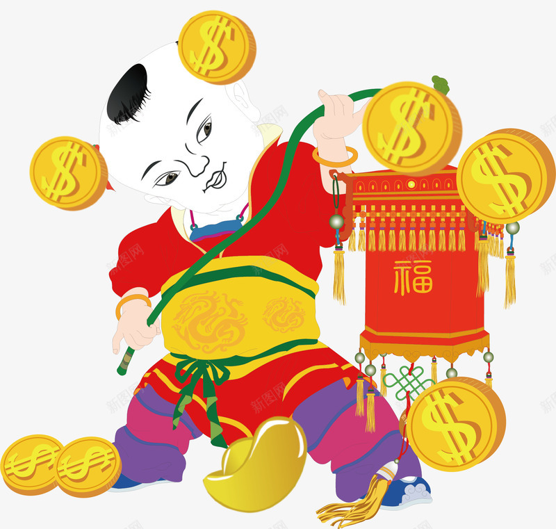 童子拜年财神节png免抠素材_新图网 https://ixintu.com 拜年 矢量财神节 矢量财神节素材 童子 财神 财神节 财神节元素 财神节素材