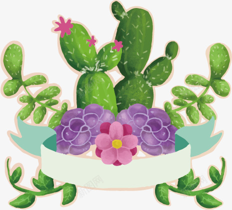 植物文字边框矢量图ai免抠素材_新图网 https://ixintu.com 仙人棍 条幅 表情 矢量图