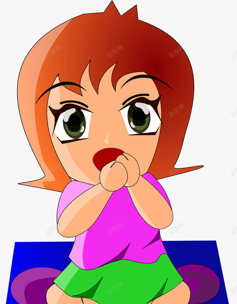 震惊的小女孩png免抠素材_新图网 https://ixintu.com 卡通形象 小姑娘 惊讶