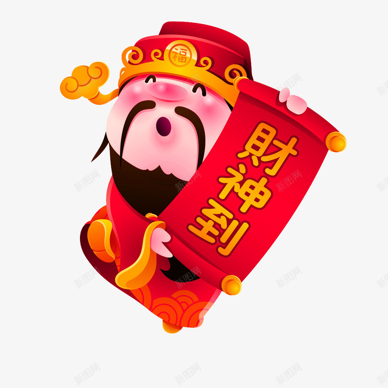 红色卡通财神装饰图案png免抠素材_新图网 https://ixintu.com 免抠PNG 卡通 红色 装饰图案 财神