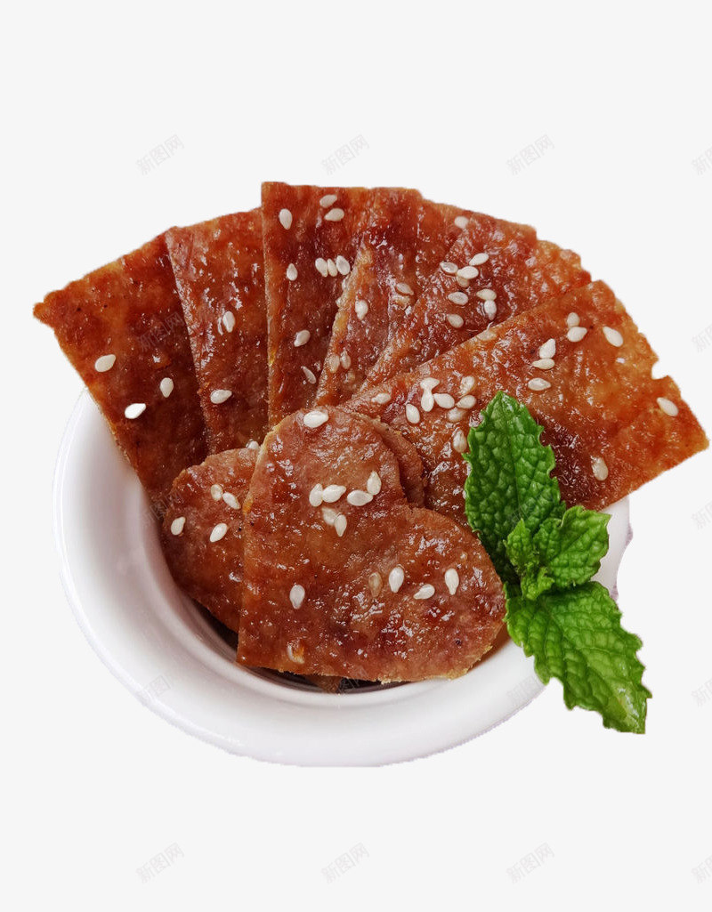 猪肉脯png免抠素材_新图网 https://ixintu.com 有叶子 有杯子 有芝麻