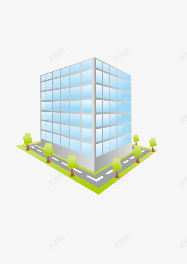 商务大厦矢量图ai免抠素材_新图网 https://ixintu.com 马路 高清 矢量图
