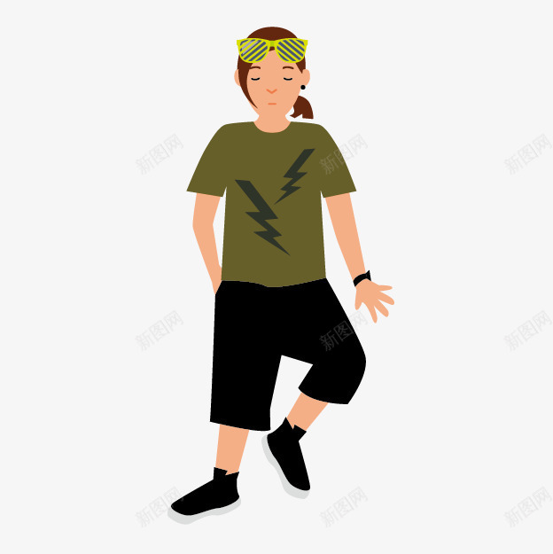 卡通嘻哈少年png免抠素材_新图网 https://ixintu.com hiphop 卡通少年 嘻哈少年 手绘男生 酒吧表演