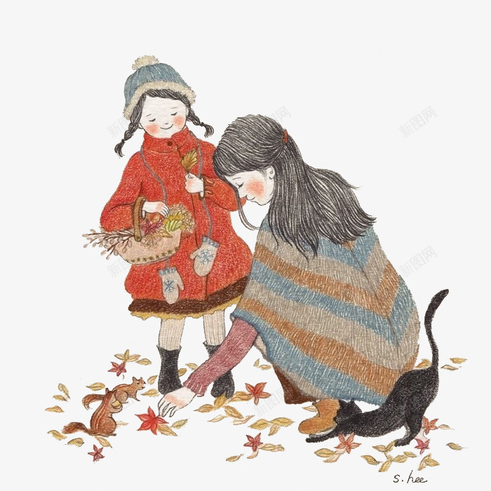 温馨的母女png免抠素材_新图网 https://ixintu.com 手绘 母女 温馨 温馨母女