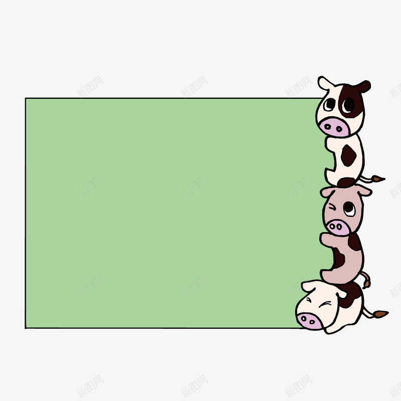 绿色卡通奶牛留言墙png免抠素材_新图网 https://ixintu.com 卡通 奶牛 留言墙 绿色