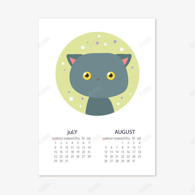 绿白色2018猫咪挂历矢量图ai免抠素材_新图网 https://ixintu.com 2018 2018挂历 猫咪 猫咪挂历 白色 绿色 矢量图