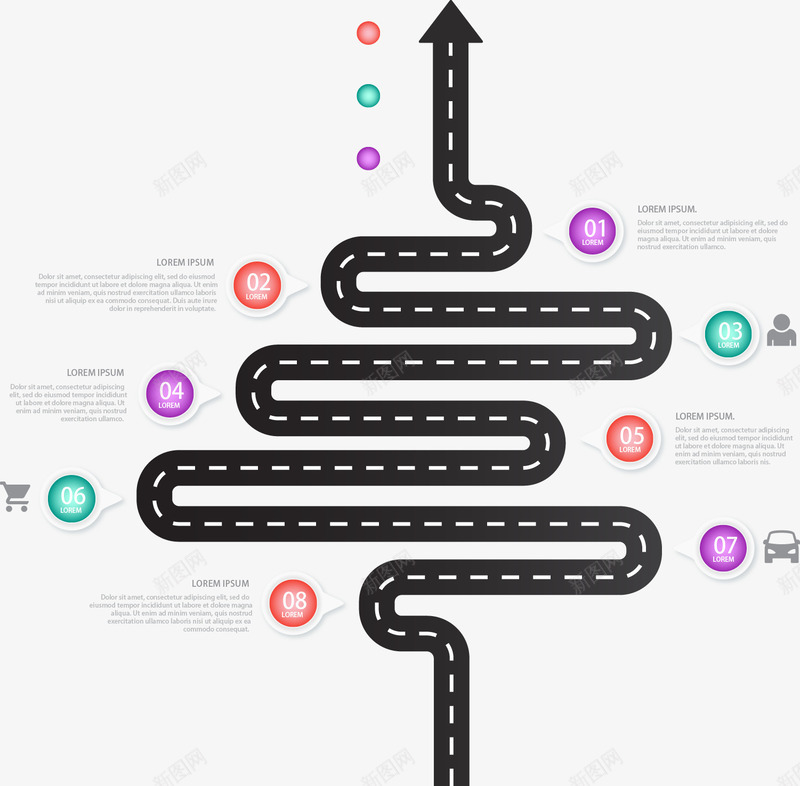 弯曲箭头公路商务信息图矢量图ai免抠素材_新图网 https://ixintu.com 信息图 公路箭头 商务箭头 弯曲箭头 矢量图 道路俯视图