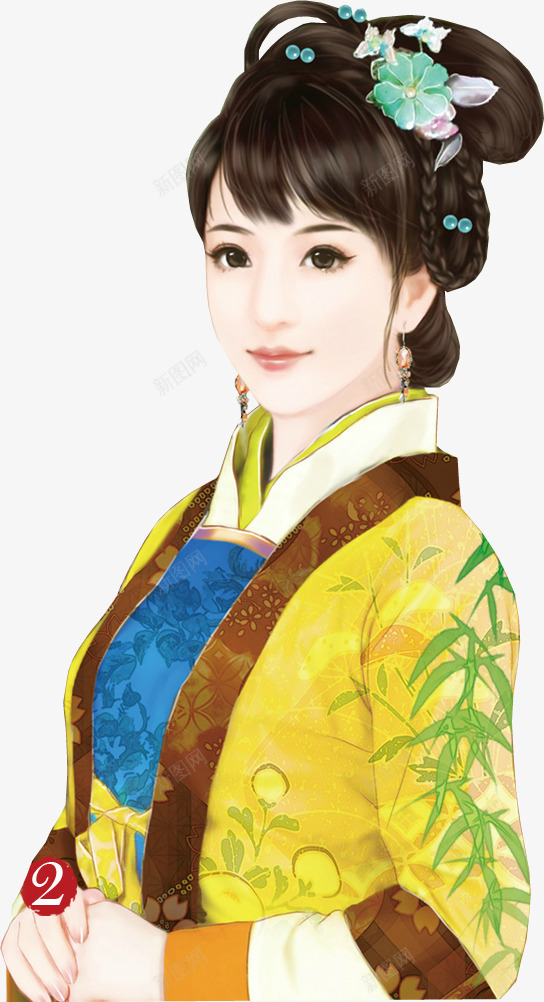 黄裙高贵古风女子png免抠素材_新图网 https://ixintu.com 古风 女子 高贵