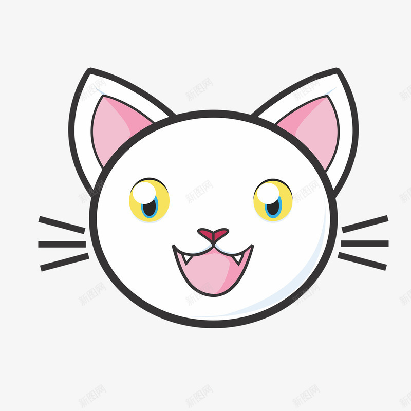 com 可爱的 大笑 头像 开心 手绘 猫咪 眼睛放光