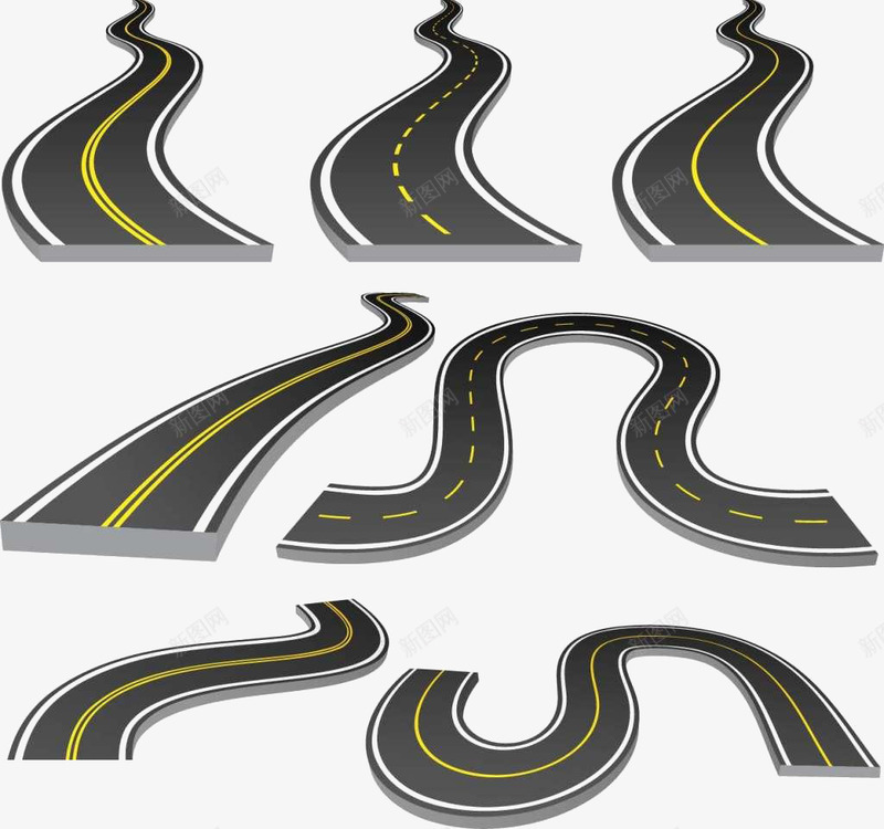 公路psd免抠素材_新图网 https://ixintu.com 公路 装饰 高速路 黑色