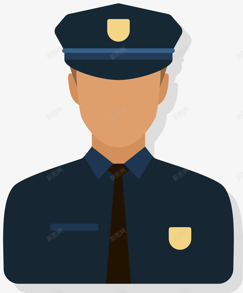 深色卡通警官png免抠素材_新图网 https://ixintu.com 人物 人物职业 卡通职业 矢量职业 职业形象 警官长官