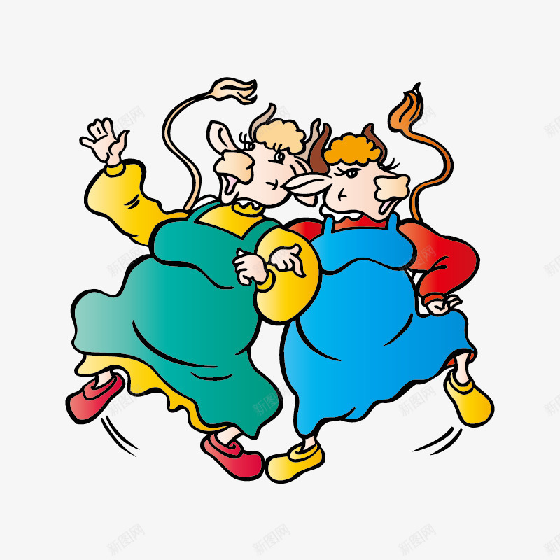牛动漫卡通形象png免抠素材_新图网 https://ixintu.com 动漫卡通形象 奶牛 舞蹈