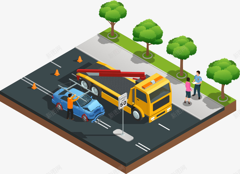 公路上的汽车矢量图eps免抠素材_新图网 https://ixintu.com 人物 公路 小树 树 汽车 道路 矢量图