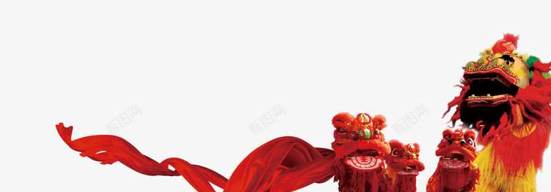 春节舞狮子红色丝带png免抠素材_新图网 https://ixintu.com 涓濆甫 绾壊 绾壊涓濆甫 鏄妭 鐙
