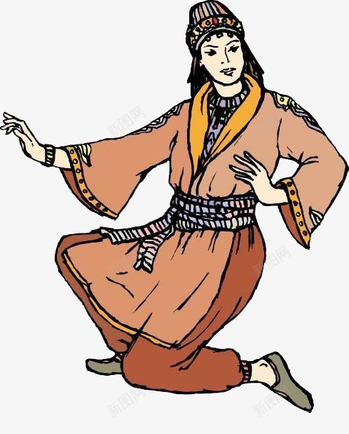 手绘新疆人png免抠素材_新图网 https://ixintu.com 中国新疆 手绘 新疆 新疆人 新疆民族特色 服饰 特色