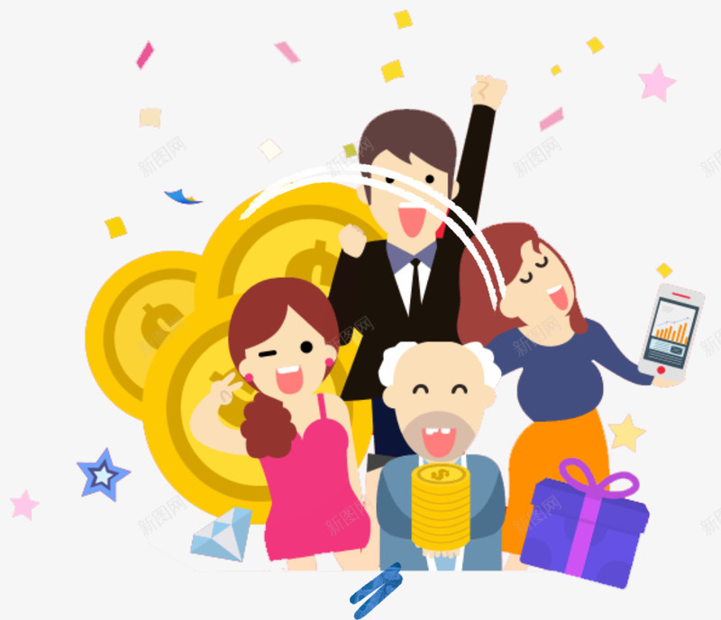 可爱卡通人物矢量图ai免抠素材_新图网 https://ixintu.com 其他设计 动漫 卡通人物矢量素材 可爱边框 广告设计 彩带 边框 矢量图