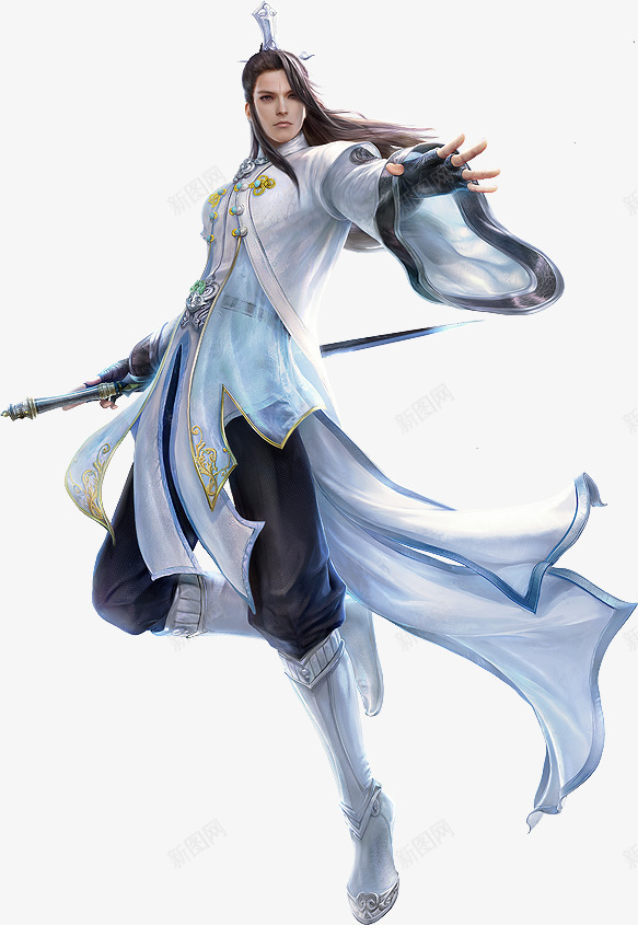白色服饰手持武器人物png免抠素材_新图网 https://ixintu.com 人物 手持 服饰 武器 白色