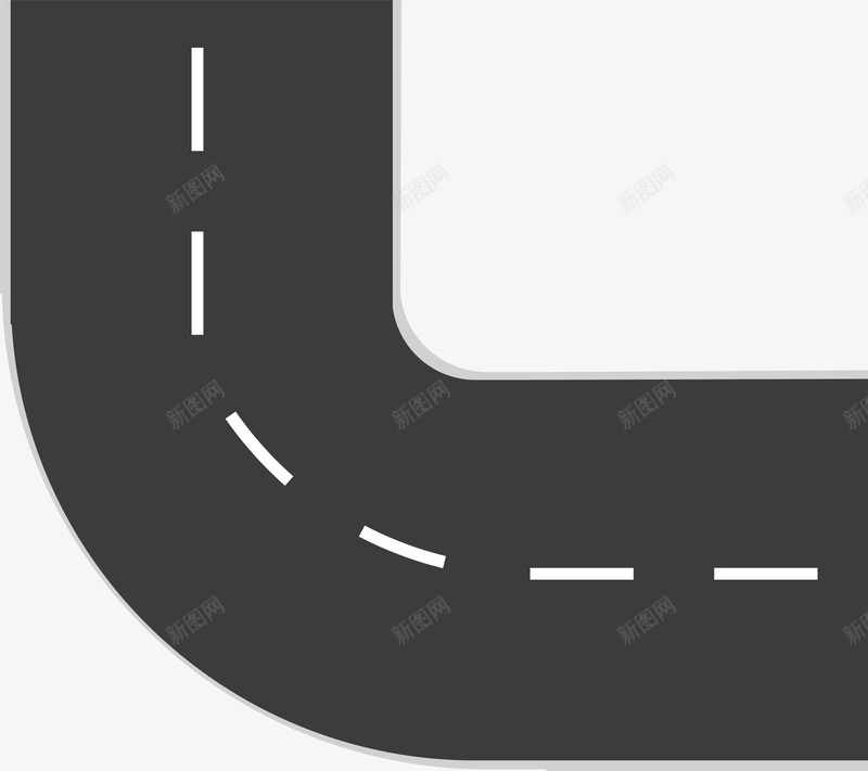 转弯马路png免抠素材_新图网 https://ixintu.com 分叉路 卡通马路 城市马路 扁平化马路 转弯 马路 马路矢量 高速马路