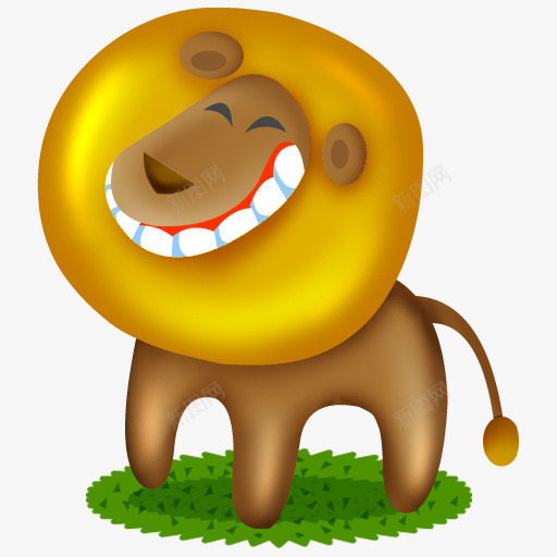 立体金属质感狮子卡通咧嘴笑png免抠素材_新图网 https://ixintu.com 卡通 狮子 立体 质感 金属