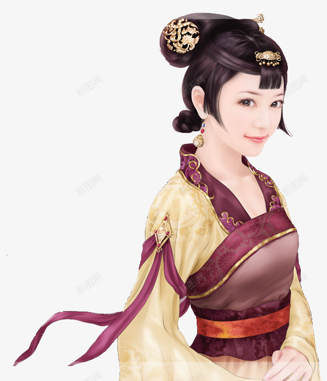 穿古代服饰的卡通美人png免抠素材_新图网 https://ixintu.com 卡通 古代 服饰 美人