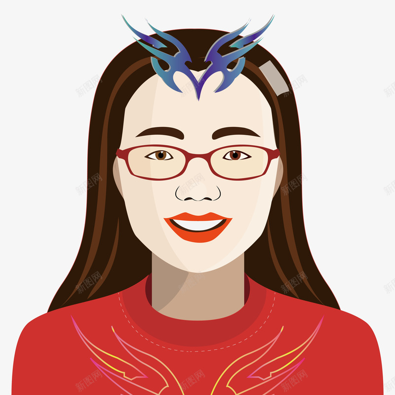戴眼镜红唇女孩png免抠素材_新图网 https://ixintu.com 女孩 戴眼镜 红唇 长发