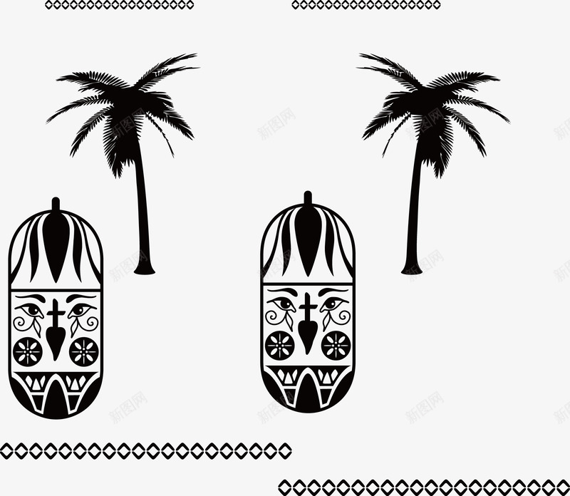 古代图腾埃及椰树人面像矢量图ai免抠素材_新图网 https://ixintu.com 人面像 古代 图腾 埃及 椰树 矢量图