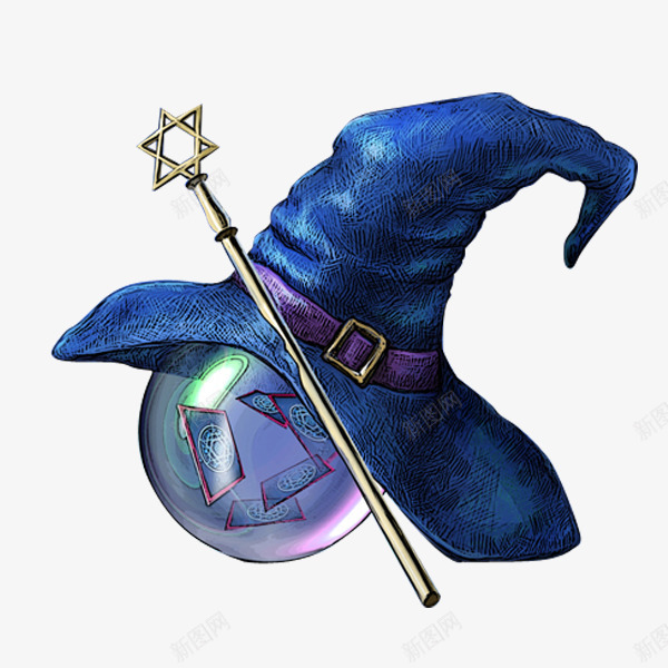 魔法帽png免抠素材_新图网 https://ixintu.com 卡通形象 巫婆 蓝色