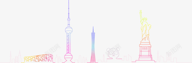 建筑线框彩色建筑png免抠素材_新图网 https://ixintu.com 建筑 彩色 线框