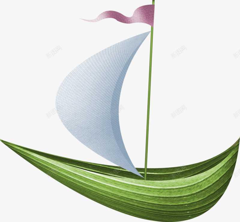 手绘小船png免抠素材_新图网 https://ixintu.com 一叶小船 卡通 小船 形象 手绘 绿色 艺术