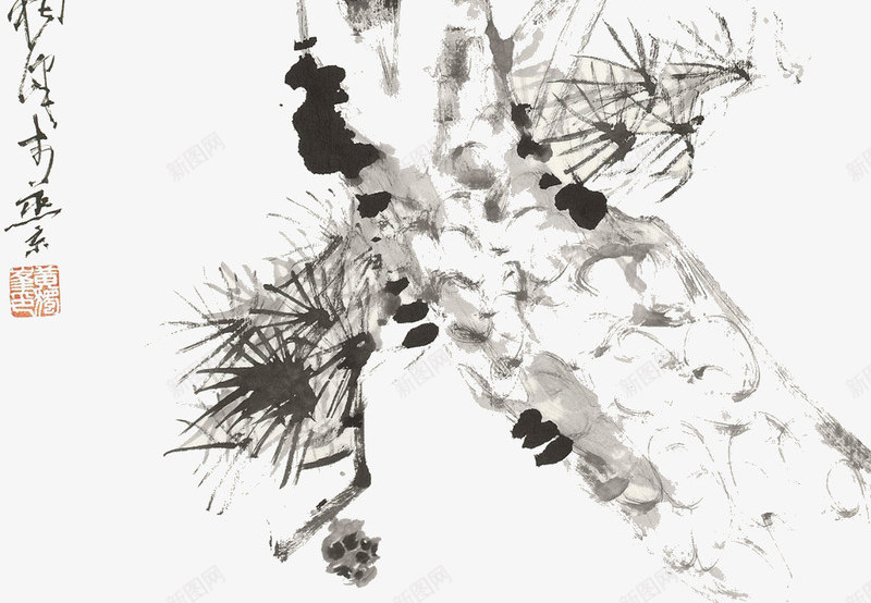 水墨画松树png免抠素材_新图网 https://ixintu.com 国画 山 松树 水墨松 水墨画