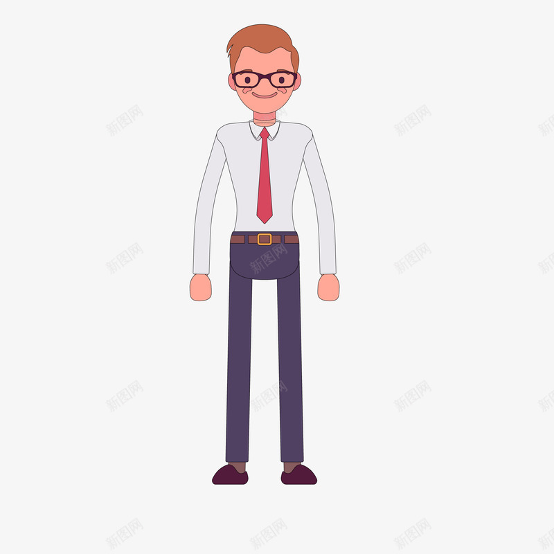商务人士形象矢量图ai免抠素材_新图网 https://ixintu.com 商务人士 形象设计 扁平化 男性人物 红色领带 矢量图