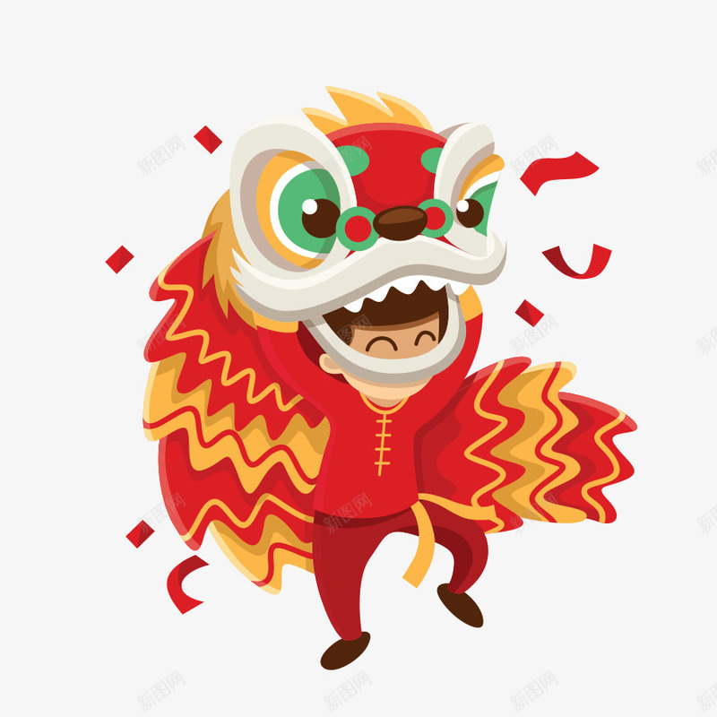 卡通舞狮子png免抠素材_新图网 https://ixintu.com 新年素材 狮子 红色狮子 舞狮子