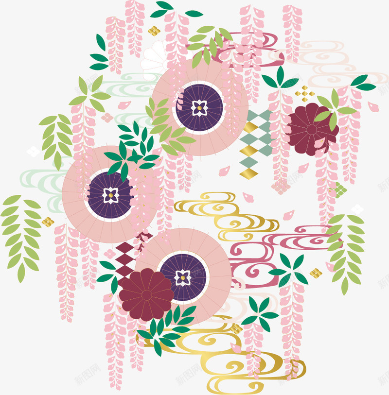 日系风粉色紫藤花png免抠素材_新图网 https://ixintu.com 伞 日系 粉色 花