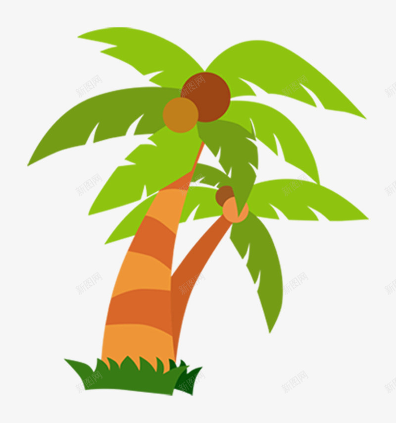 手绘卡通夏天海边椰树psd免抠素材_新图网 https://ixintu.com 卡通 卡通椰树 夏天 手绘 手绘卡通夏天海边椰树 树木 椰树 绿色
