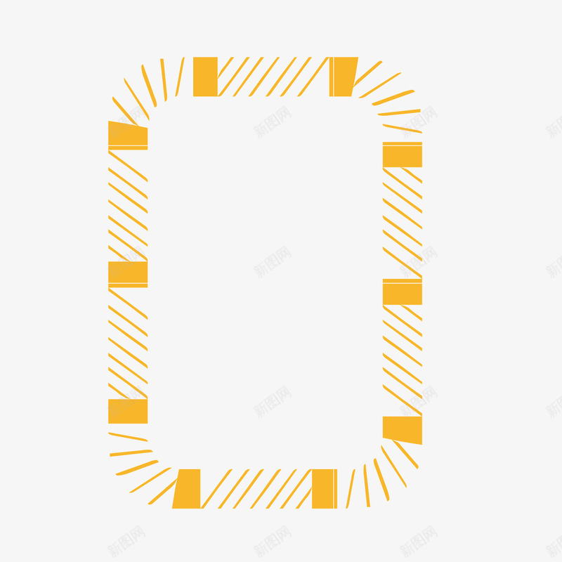 黄色线条跑道形边框竖框png免抠素材_新图网 https://ixintu.com 竖框 竖边框 线条 边框 黄色