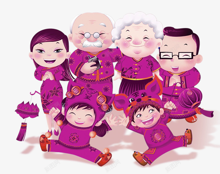一个全家福png免抠素材_新图网 https://ixintu.com 全家福 团圆 新年 装饰
