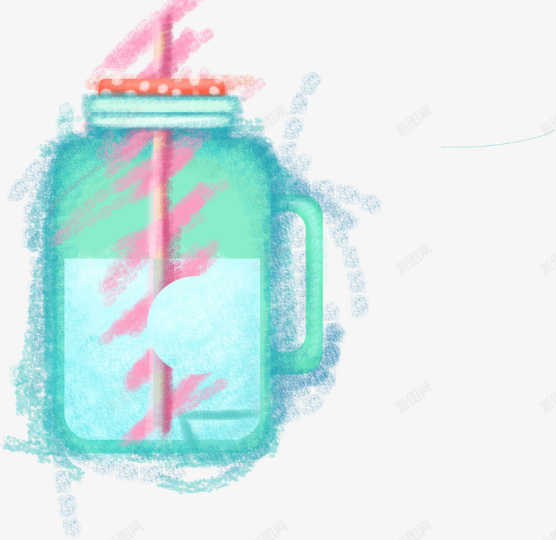 蓝色卡通杯子吸管png免抠素材_新图网 https://ixintu.com 卡通 杯子 蓝色
