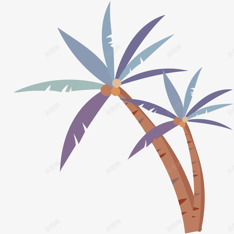海边椰树插画矢量图ai免抠素材_新图网 https://ixintu.com 插画 植物 植物插画 椰树 海边 海边椰树 矢量图