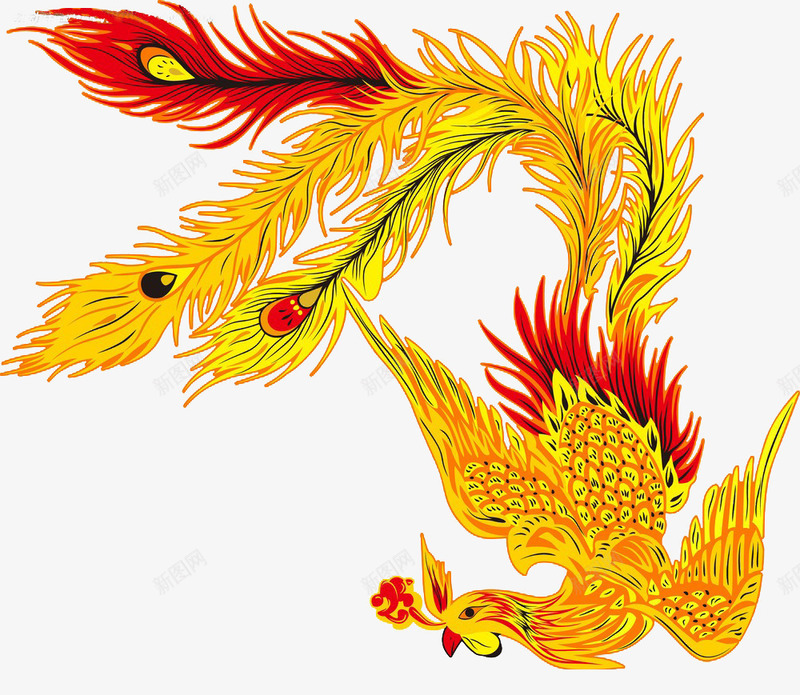 高贵金色凤凰飞舞png免抠素材_新图网 https://ixintu.com 中国风 凤凰 凤凰图案 金色