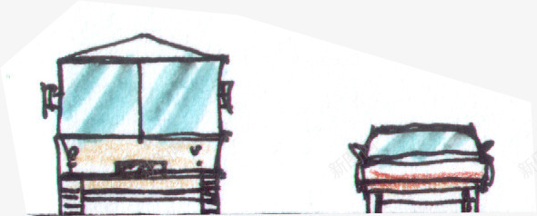 创意手绘漫画风格马路上的公交车png免抠素材_新图网 https://ixintu.com 公交车 创意 漫画 风格 马路